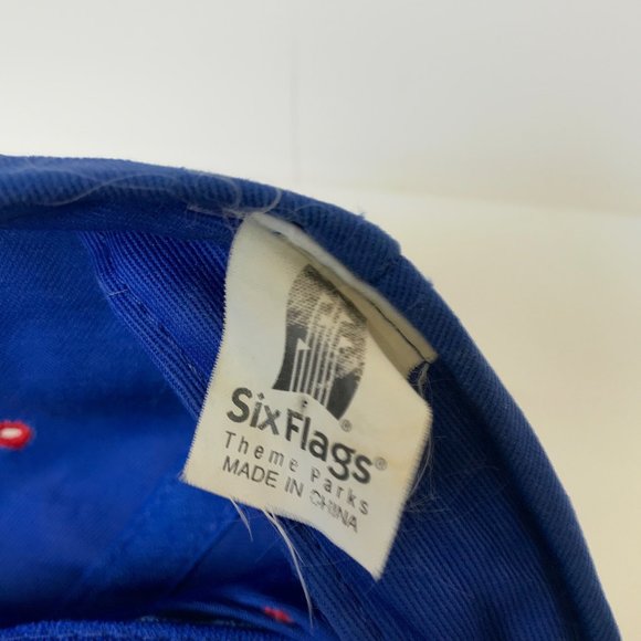 90s VINTAGE Six Flags Snapback Superman Ride Hat Cap Logo Rollercoaster OSFA OG - Picture 4 of 8